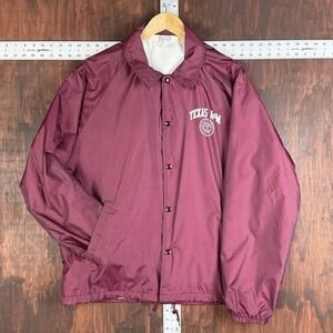 Texas A&M Aggies Windbreaker Jacket Vtg Vintage 70s Maroon Mens Large NCAA ATM‎